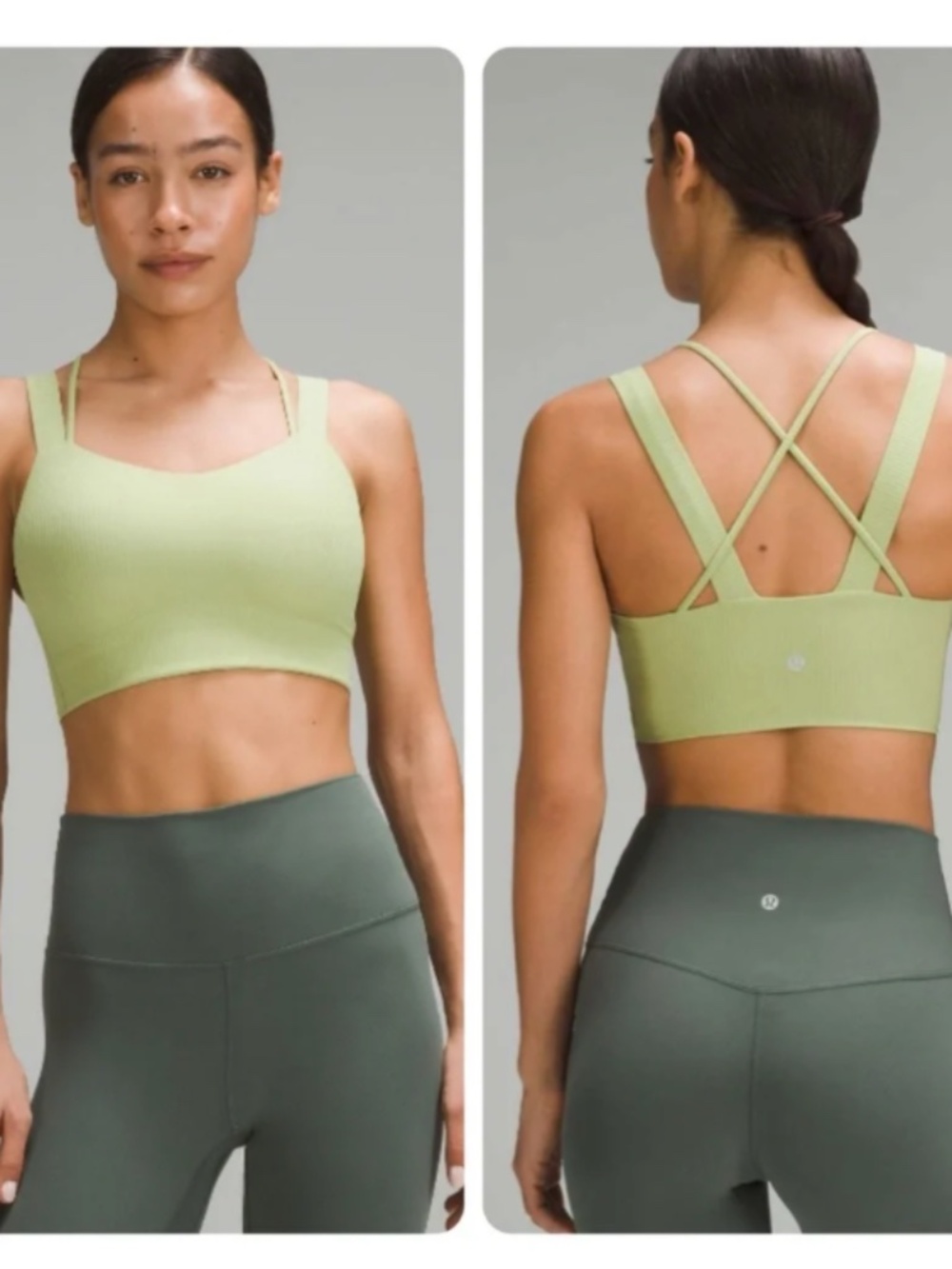 Lululemon Like a Cloud Longline Bra *Light Support, D/DD Cup (Ribbed) Edamame